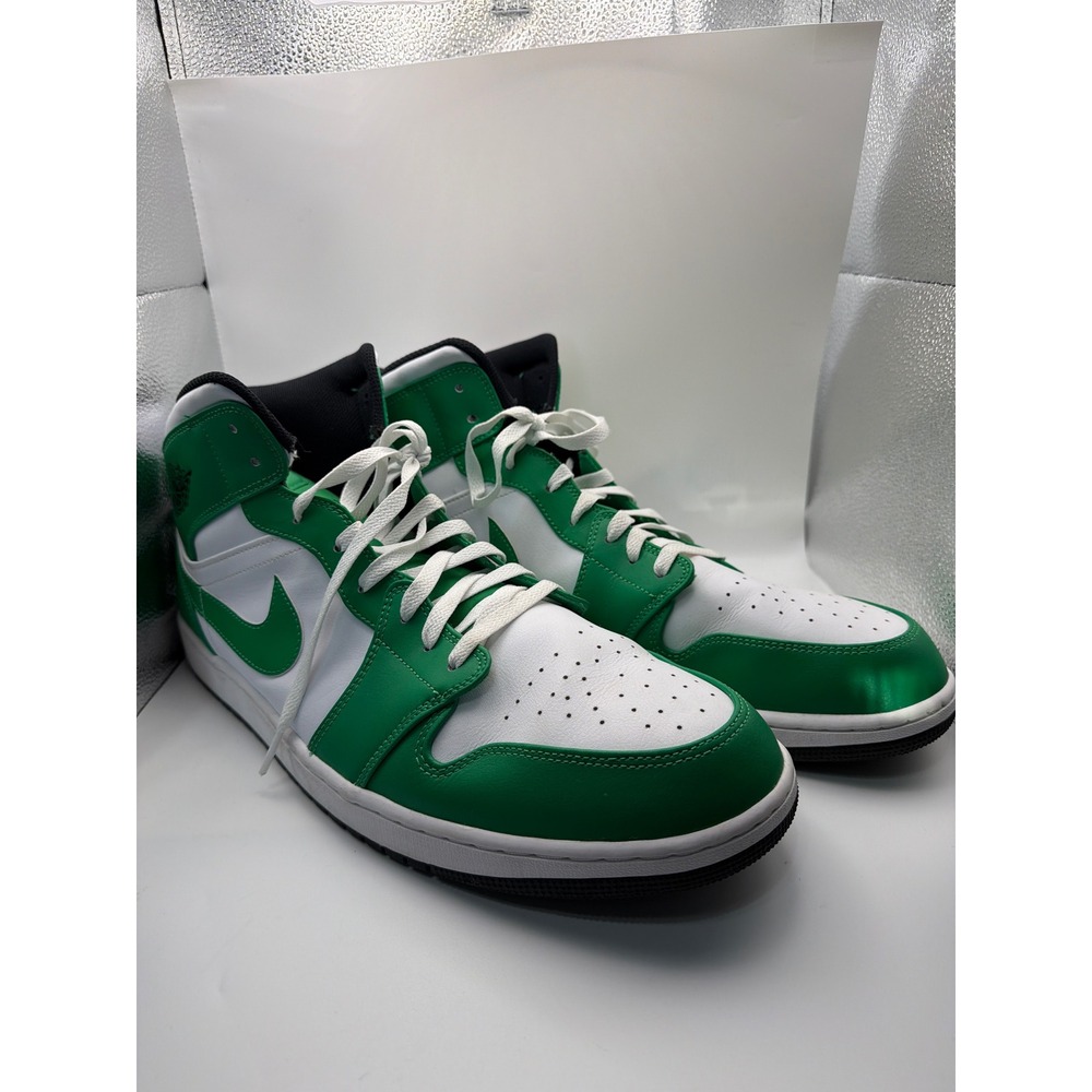 Jordan 1 Mid Lucky Green White Black DQ8426-301 Mens SIZE 18